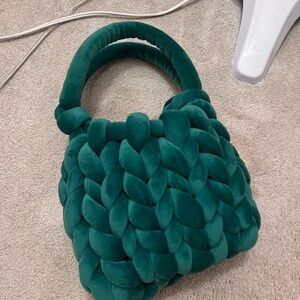 Emerald Green Knitted Handbag